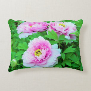 Coussins Décoratifs Élégantes fleurs d'arbre pivoine rose avec centre