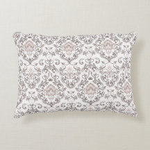 Élégantes taies d'oreiller en damas taupe et gris