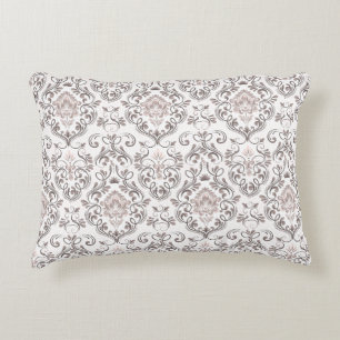 Coussins Décoratifs Élégantes taies d'oreiller en damas taupe et gris 