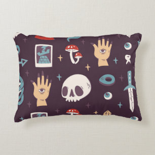 Coussins Décoratifs Éléments magiques : crâne, tarot sans soudure