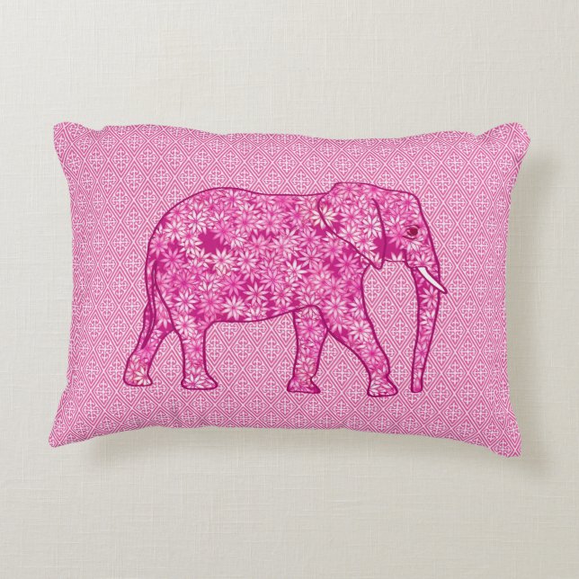 Coussins Décoratifs Éléphant de fleur - rose de fuchsia (Dos)