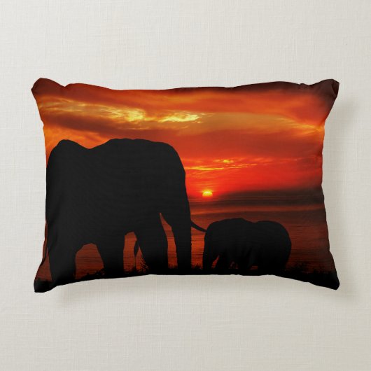 Coussins Décoratifs Éléphants au coucher du soleil (Devant)