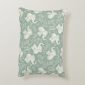 Coussins Décoratifs Eléphants riants mignons en Crème et Vert Sage (Dos(Vertical))