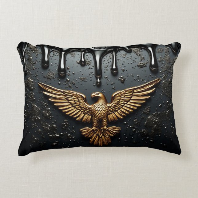 Coussins Décoratifs Emblème d'aigle doré aux ailes déployées (Devant)