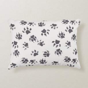 Coussins Décoratifs Empreintes Paw : Chien Monochrome Sans Seamless.