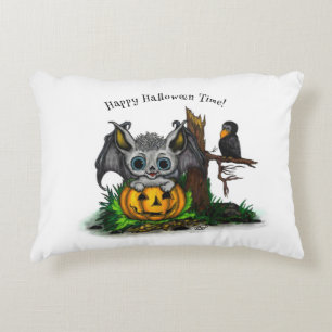 Coussins Décoratifs En attente d'Halloween, Bat mignonne et Corbeau
