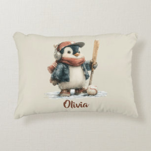 Coussins Décoratifs Enfant de softball personnalisé de pingouin d'hive