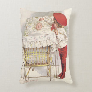 Coussins Décoratifs Enfants victoriens vintage, enfant et bébé dans un