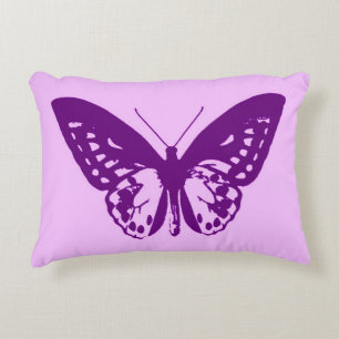 Coussins Décoratifs Esquisse papillon, orchidée et améthyste violet