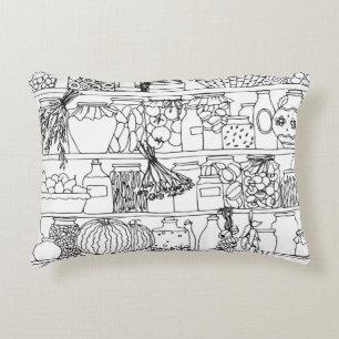 Coussins Décoratifs étagères vintages avec boîtes : croquis.