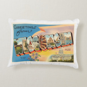 Coussins Décoratifs État souvenir de Vintage voyage de WI du Wisconsin