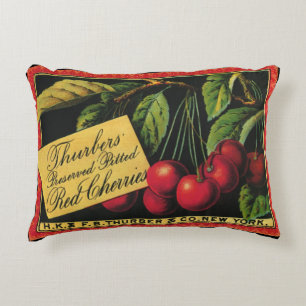 Coussins Décoratifs Étiquette de caisse de fruits vintage, cerises Thu