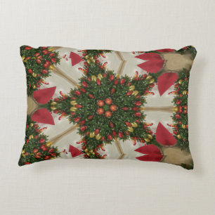 Coussins Décoratifs Étoile de couronne de Noël Rouge Vert Kaleidoscope