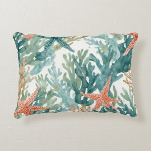 Coussins Décoratifs Étoile de mer Océan Corail Faune marine Sarcelle O