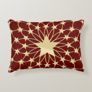 Coussins Décoratifs étoiles d'or en expansion cercles burgandy rouge