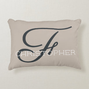 Coussins Décoratifs F Initial Nom Personnalisé Taupe Neutre