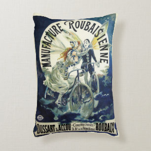 Coussins Décoratifs Fées Art Nouveau Vintage, Pierrot à bicyclette Lun