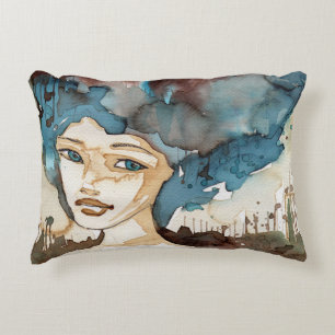 Coussins Décoratifs Femme bleue