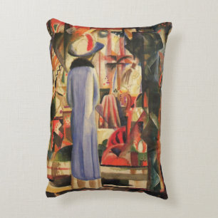 Coussins Décoratifs Femme devant une vitrine d'August Macke