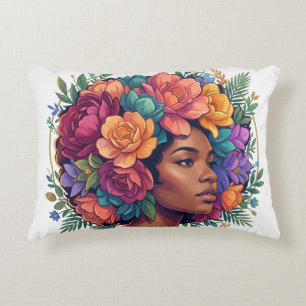 Coussins Décoratifs Femme noire inspirante Bloom Fleur Afro