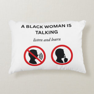 Coussins Décoratifs Femme Noire Qui Parle Écoutez Et Apprenez