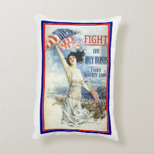 Coussins Décoratifs Femme patriotique vintage avec American Flag Poste
