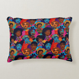 Coussins Décoratifs Femmes africaines colorées en bleu