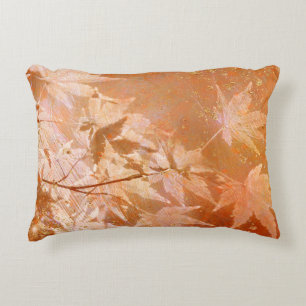 Coussins Décoratifs Feuilles d'automne orange rouille et accents dorés
