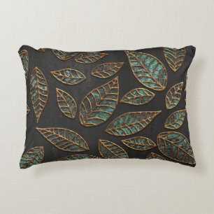 Coussins Décoratifs Feuilles de cuivre : texture grunge noire.