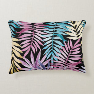 Coussins Décoratifs Feuilles de palme : aquarelle motif foncé