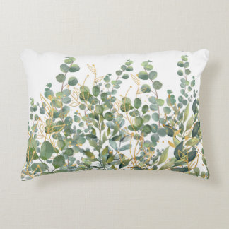 Coussins Décoratifs Feuilles D'Eucalyptus Botanique Or Et Vert
