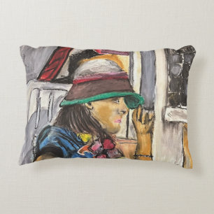 Coussins Décoratifs Fille au chapeau vif
