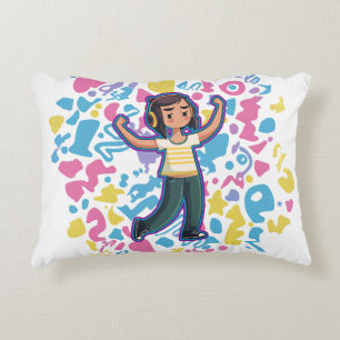 Coussins Décoratifs Fille avec casque fléchissant confiant et se déten