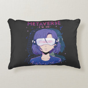 Coussins Décoratifs Fille d'anime lunettes de réalité virtuelle Coussi
