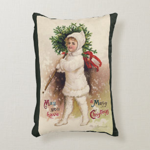 Coussins Décoratifs Fille vintage avec arbre de Noël, Ellen Clapsaddle