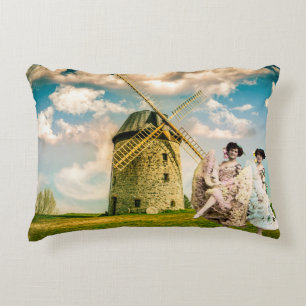Coussins Décoratifs Filles Fleuris Danseuses Vintage et Moulin à Vent