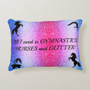 Coussins Décoratifs Filles Gymnastique, Chevaux, Parties scintillant P