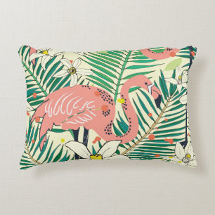 Coussins Décoratifs Flamant rose Palm Feuilles : Vintage tropical