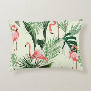 Coussins Décoratifs Flamant rose rose Fleurs exotiques Motif