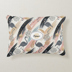 Coussins Décoratifs Flamant stylisé & motif à coups de pinceau