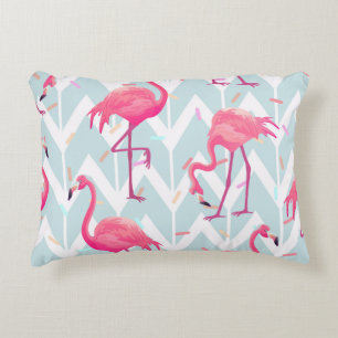 Coussins Décoratifs Flamants roses gris clair : Vintage tropical.
