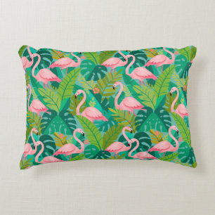 Coussins Décoratifs Flamants roses tropicaux Feuillage de la jungle
