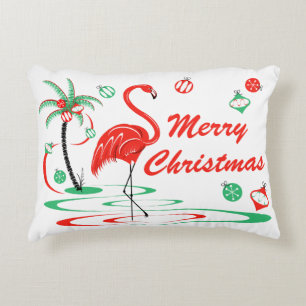 Coussins Décoratifs Flamingo de Noël rouge accent de dos rouge Noël