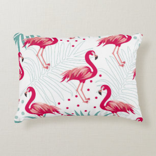 Coussins Décoratifs Flamingo tropical et feuille, motif d'été.