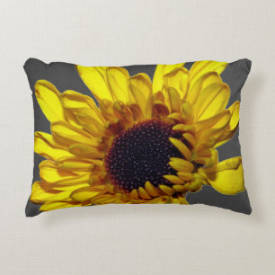 Coussins Décoratifs Fleur Abstraite Dorée Grise Jaune Personnalisée