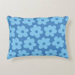 Coussins Décoratifs Fleur Bleue Fantaisiste Rétro, Joyeuse, Chic