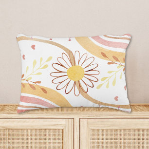 Coussins Décoratifs Fleur botanique abstraite aquarelle et arc-en-ciel