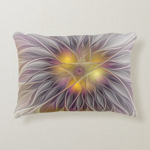 Coussins Décoratifs Fleur colorée lumineuse, fractale moderne abstrait