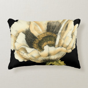 Coussins Décoratifs Fleur crème de pavot sur l'arrière - plan noir