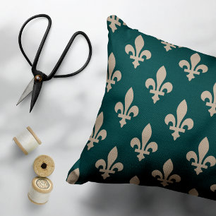 Coussins Décoratifs Fleur de Lis Motif, Royal French Creative on Green